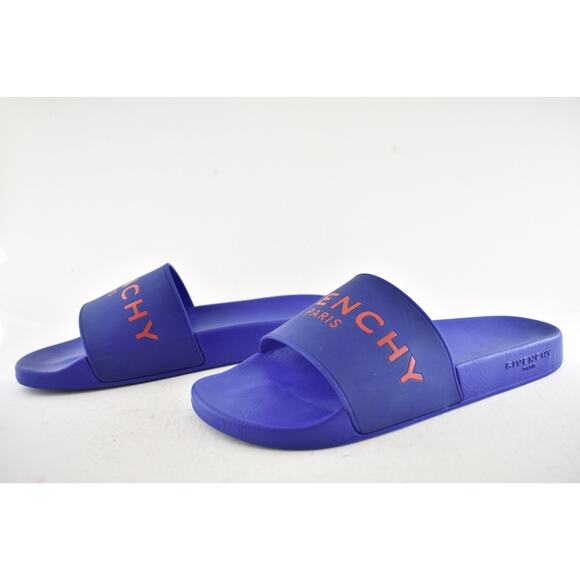 Givenchy Paris Blue Red Logo Rubber Pool Slide Sandal Flip Flop Flat 44 11 main image 4